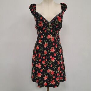 Liberty Love Womens Coquette Romantic Dark Floral Babydoll Dress Size XL Fairy